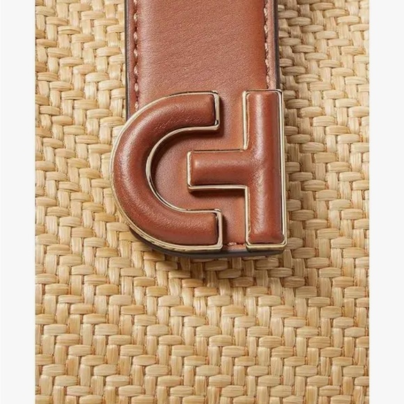 Cole Haan Soft Woven Tote Bag Tan and Brown - Picture 2 of 5